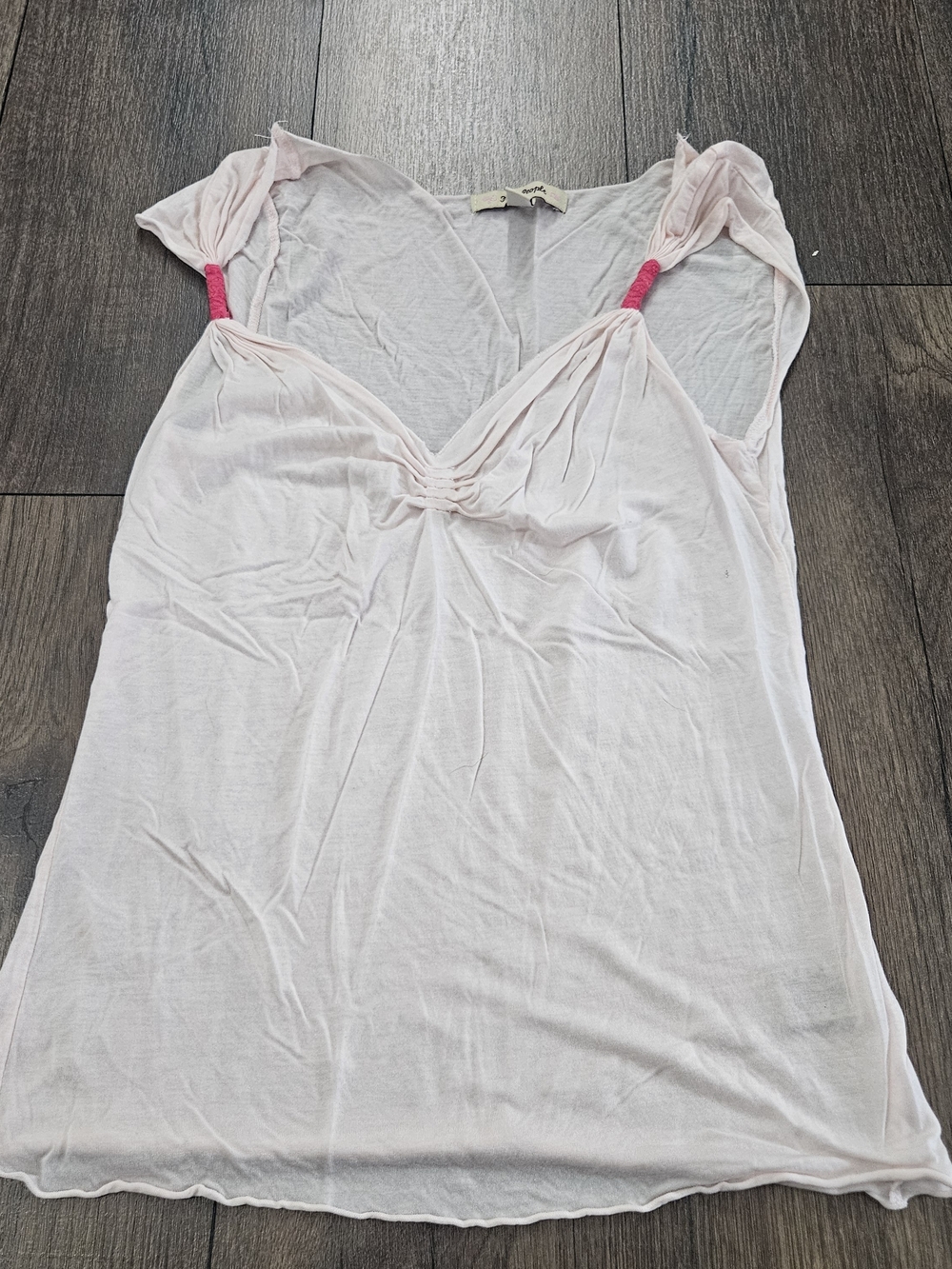 Free People Light Pink V-Neck Camisole with Hot Pink Strap Detail